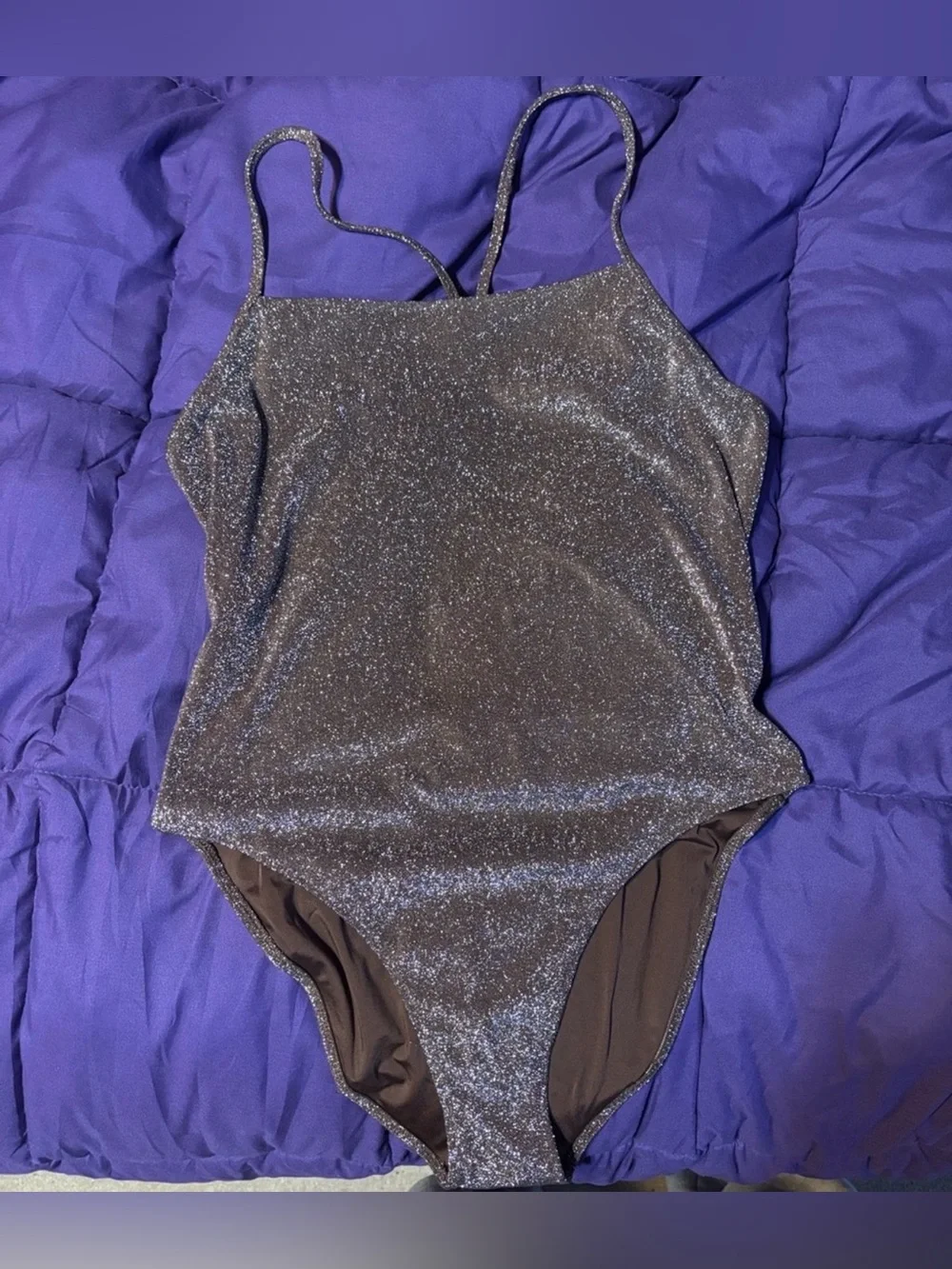SKIMS Metallic Shimmer One-Piece Swimsuit in Cocoa